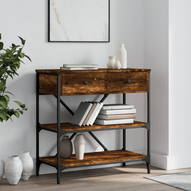 konsolbord 75x34,5x75 cm konstrueret træ røget egetræsfarve