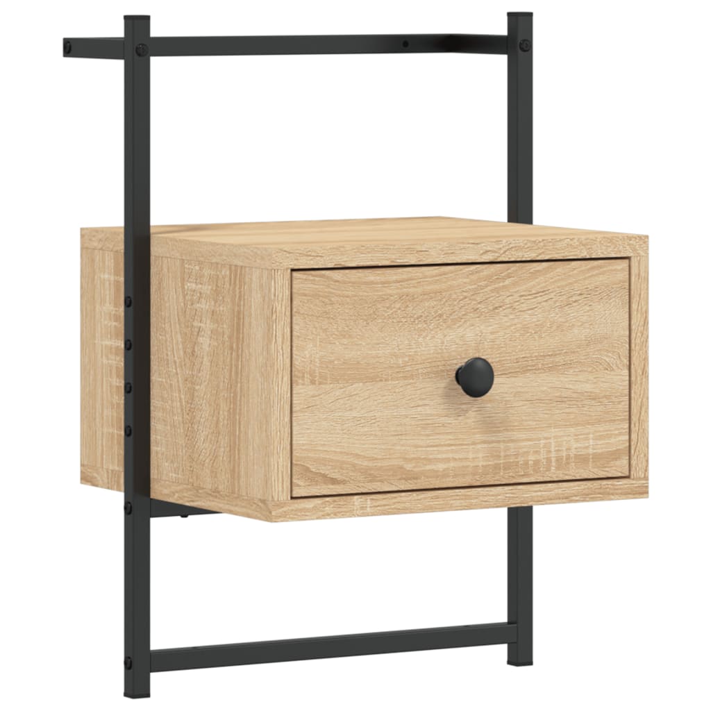 væghængt sengebord 35x30x51 cm konstrueret træ sonoma-eg