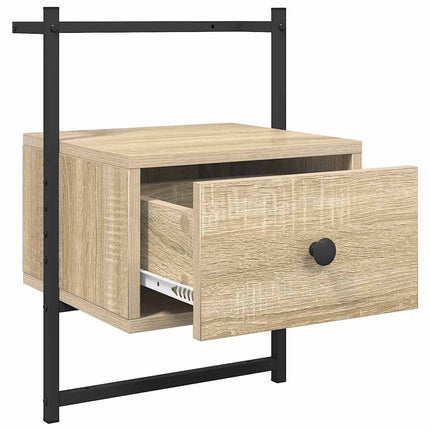 væghængt sengebord 35x30x51 cm konstrueret træ sonoma-eg