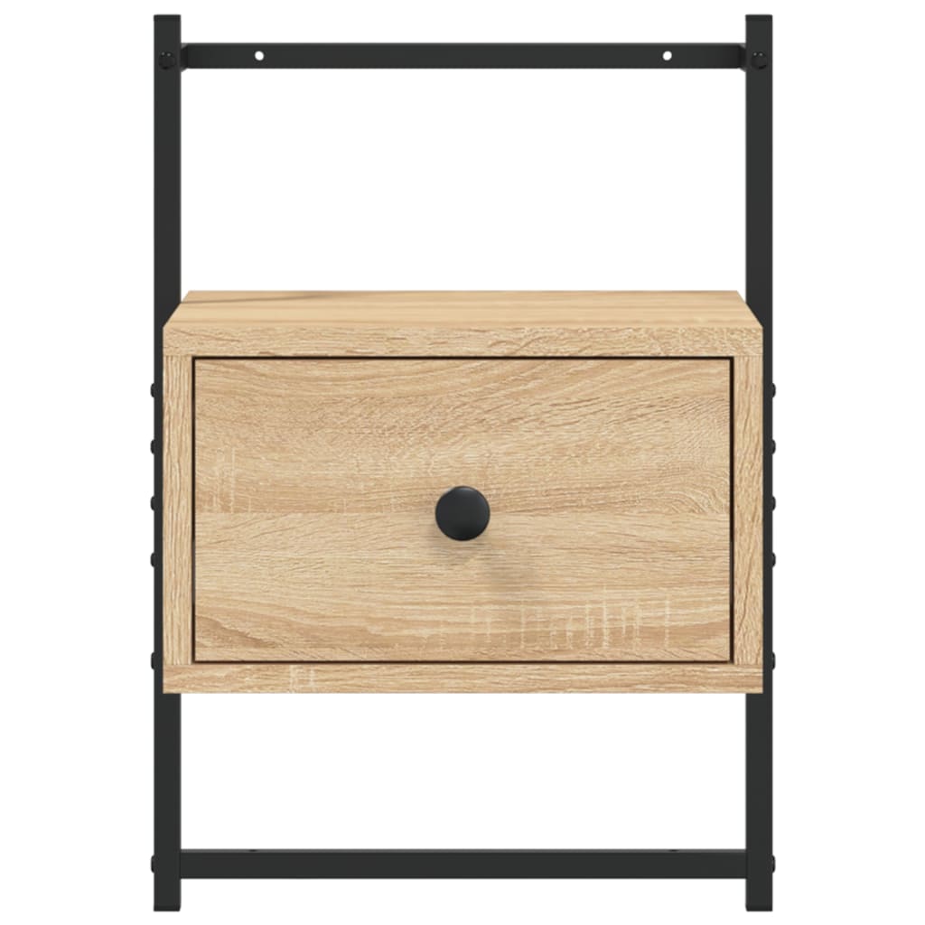 væghængt sengebord 35x30x51 cm konstrueret træ sonoma-eg