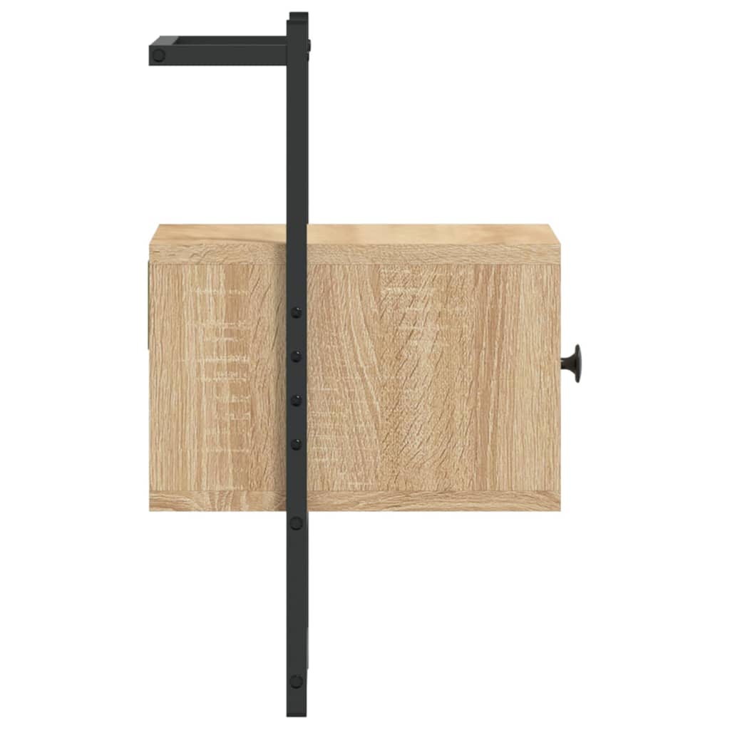 væghængt sengebord 35x30x51 cm konstrueret træ sonoma-eg