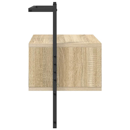 væghængt sengebord 35x30x51 cm konstrueret træ sonoma-eg