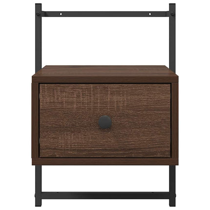 sengeborde til væg 2 stk. 35x30x51 cm konstrueret træ brunt eg