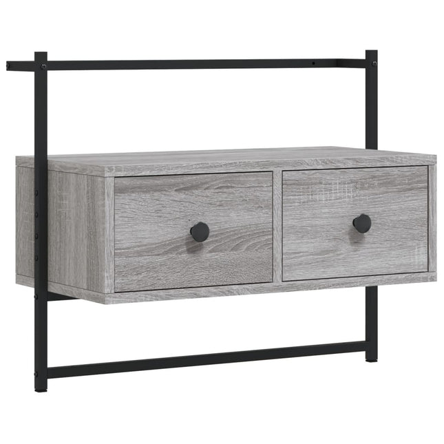væghængt tv-bord 60,5x30x51 cm konstrueret træ grå sonoma-eg