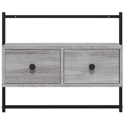 væghængt tv-bord 60,5x30x51 cm konstrueret træ grå sonoma-eg