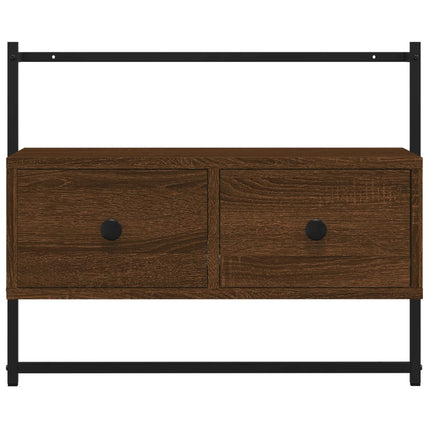 væghængt tv-bord 60,5x30x51 cm konstrueret træ brunt egetræ