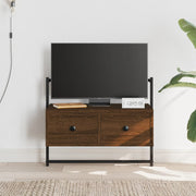 væghængt tv-bord 60,5x30x51 cm konstrueret træ brunt egetræ
