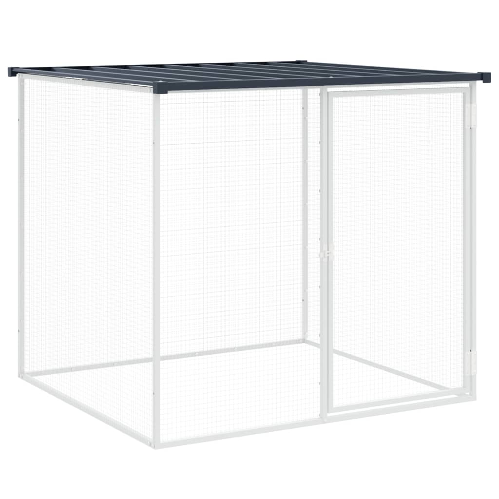 hønsebur med tag 603x98x90 cm galvaniseret stål antracitgrå
