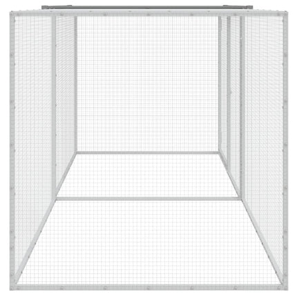 hønsebur med tag 203x98x90 cm galvaniseret stål lysegrå