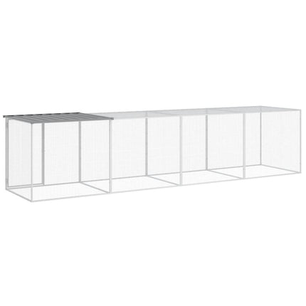 hønsebur med tag 403x98x90 cm galvaniseret stål lysegrå