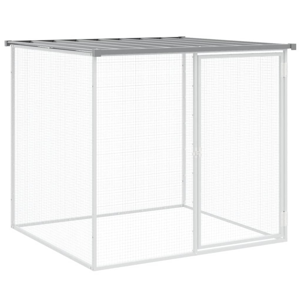 hønsebur med tag 403x98x90 cm galvaniseret stål lysegrå