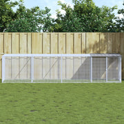 hønsebur med tag 403x98x90 cm galvaniseret stål lysegrå