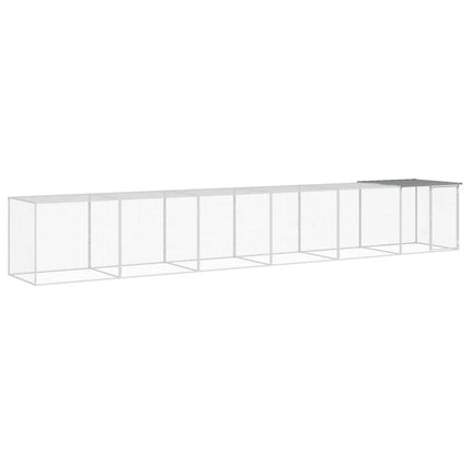 hønsehus med tag 603x98x90 cm galvaniseret stål lysegrå