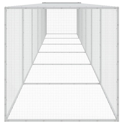 hønsehus med tag 603x98x90 cm galvaniseret stål lysegrå