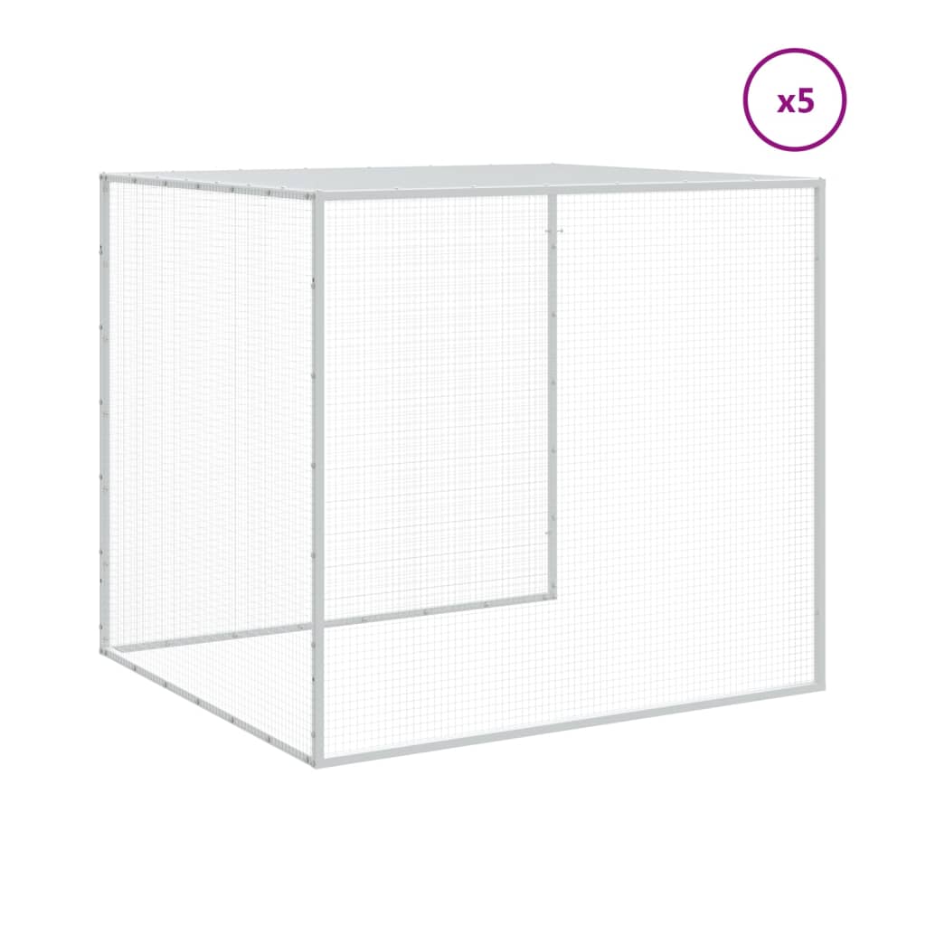 hønsehus med tag 603x98x90 cm galvaniseret stål lysegrå