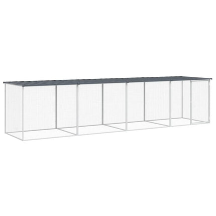 hønsebur med tag 403x98x90 cm galvaniseret stål antracitgrå