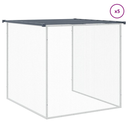 hønsebur med tag 603x98x90 cm galvaniseret stål antracitgrå