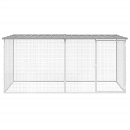 kyllingebur med tag lysegrå 203x98x90 cm galvaniseret stål