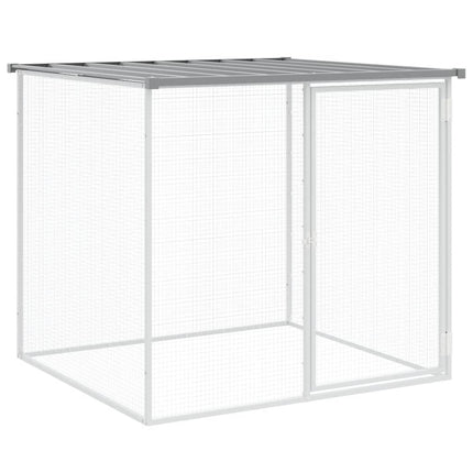 kyllingebur med tag lysegrå 203x98x90 cm galvaniseret stål