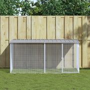 kyllingebur med tag lysegrå 203x98x90 cm galvaniseret stål