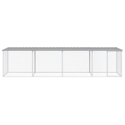 hønsebur med tag 403x98x90 cm galvaniseret stål lysegrå