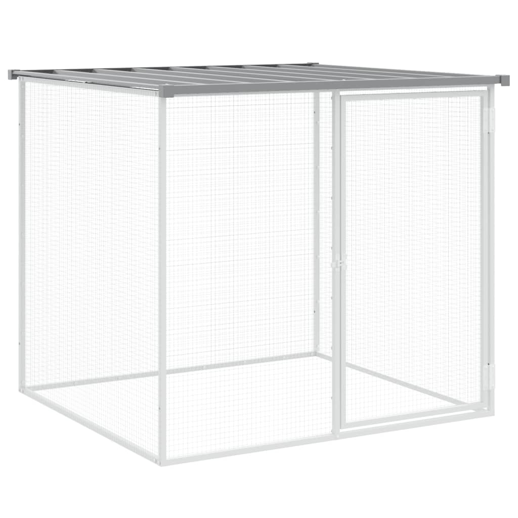 hønsebur med tag 403x98x90 cm galvaniseret stål lysegrå