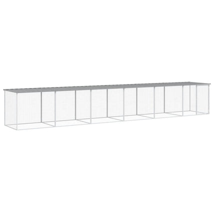 hønsebur med tag 603x98x90 cm galvaniseret stål lysegrå