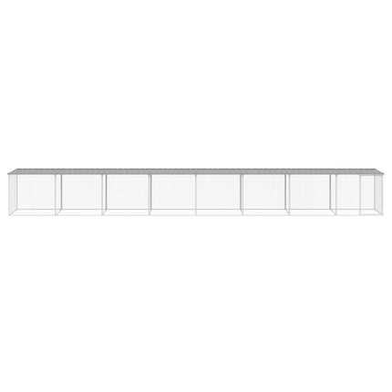 hønsebur med tag 803x98x90 cm galvaniseret stål lysegrå