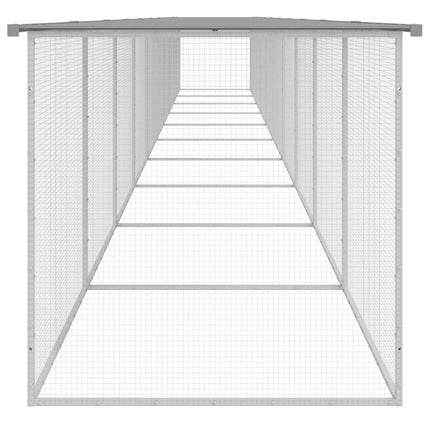 hønsebur med tag 1003x98x90 cm galvaniseret stål lysegrå