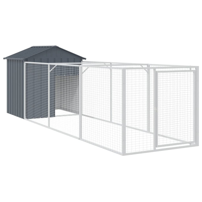 hundehus med tag 117x405x123 cm galvaniseret stål antracitgrå