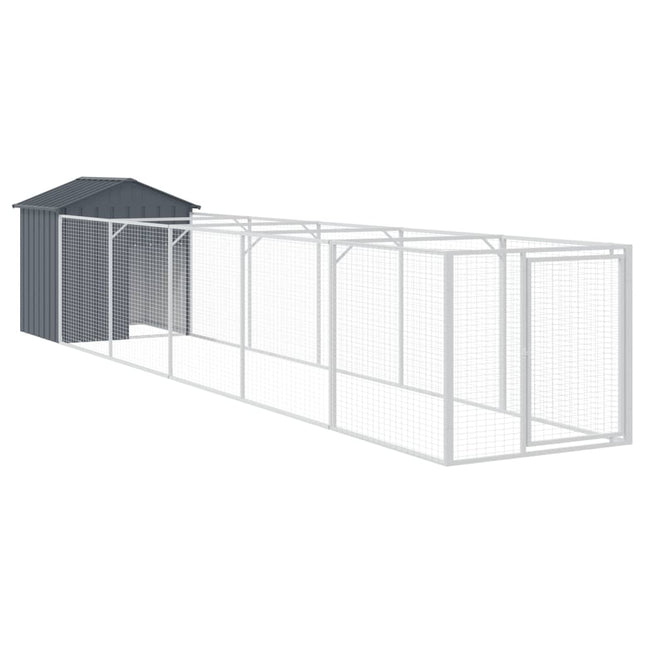 hundehus med tag 117x609x123 cm galvaniseret stål antracitgrå