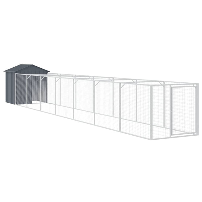hundehus med tag 117x813x123 cm galvaniseret stål antracitgrå