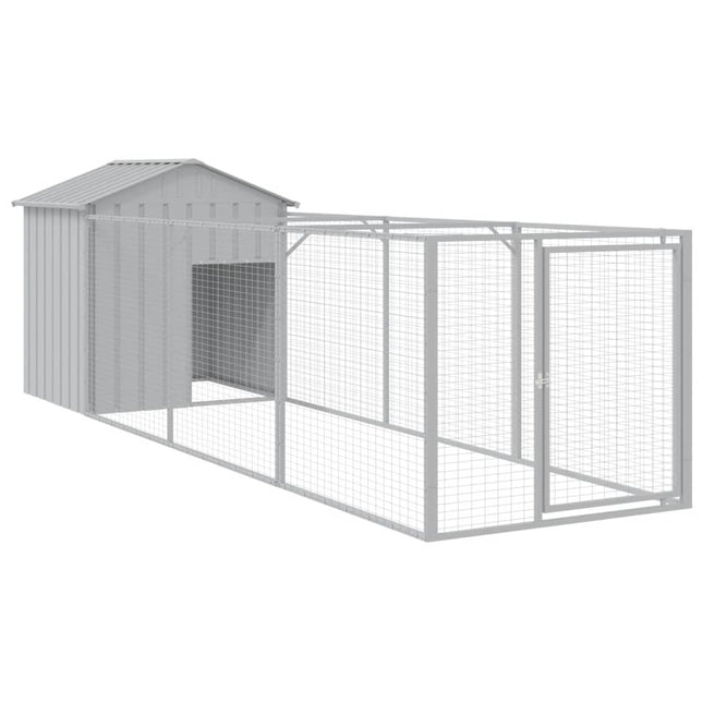 hundehus med tag 117x405x123 cm galvaniseret stål lysegrå