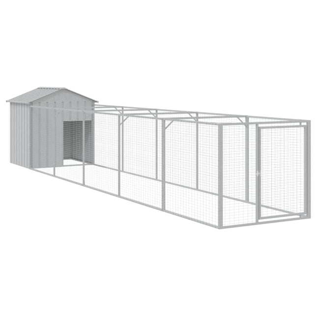 hundehus med tag 117x609x123 cm galvaniseret stål lysegrå