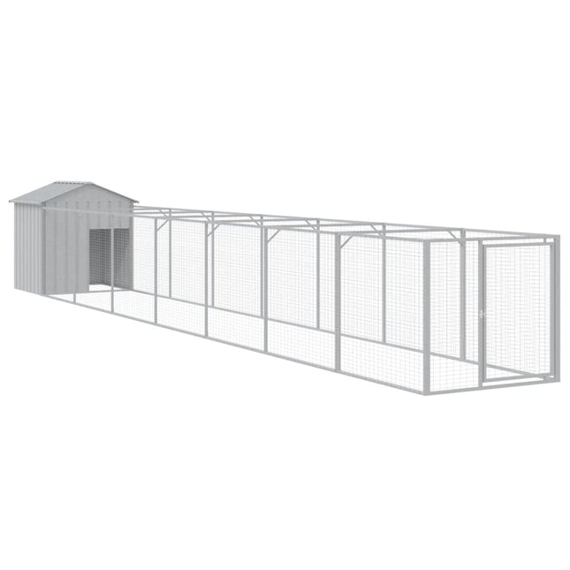 hundehus med tag 117x813x123 cm galvaniseret stål lysegrå