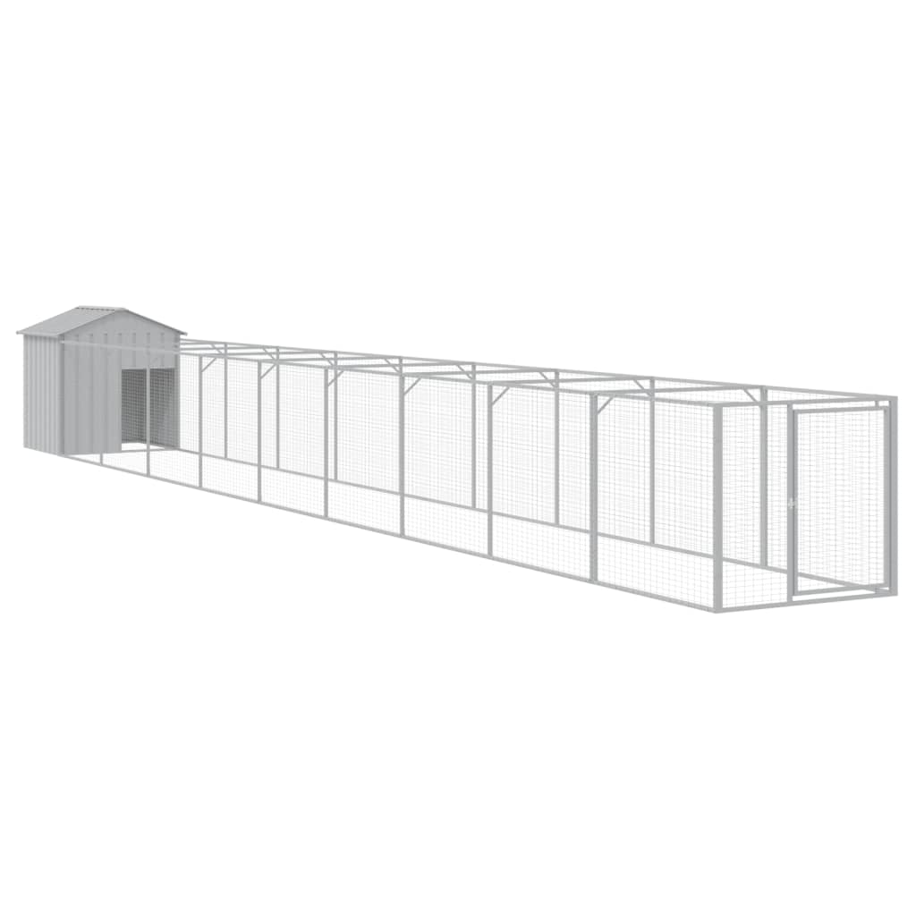 hundehus med tag 117x1017x123 cm galvaniseret stål lysegrå