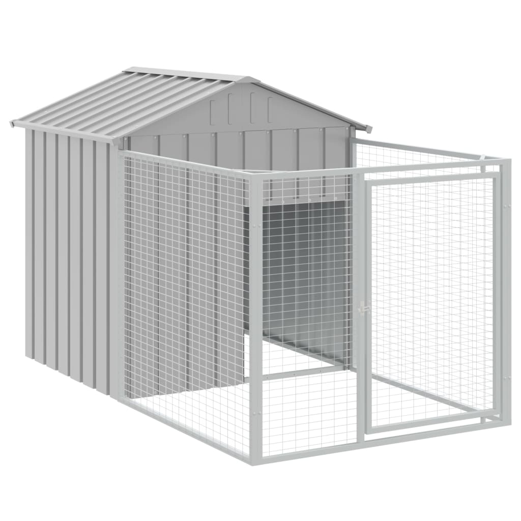 hundehus med tag 117x1017x123 cm galvaniseret stål lysegrå