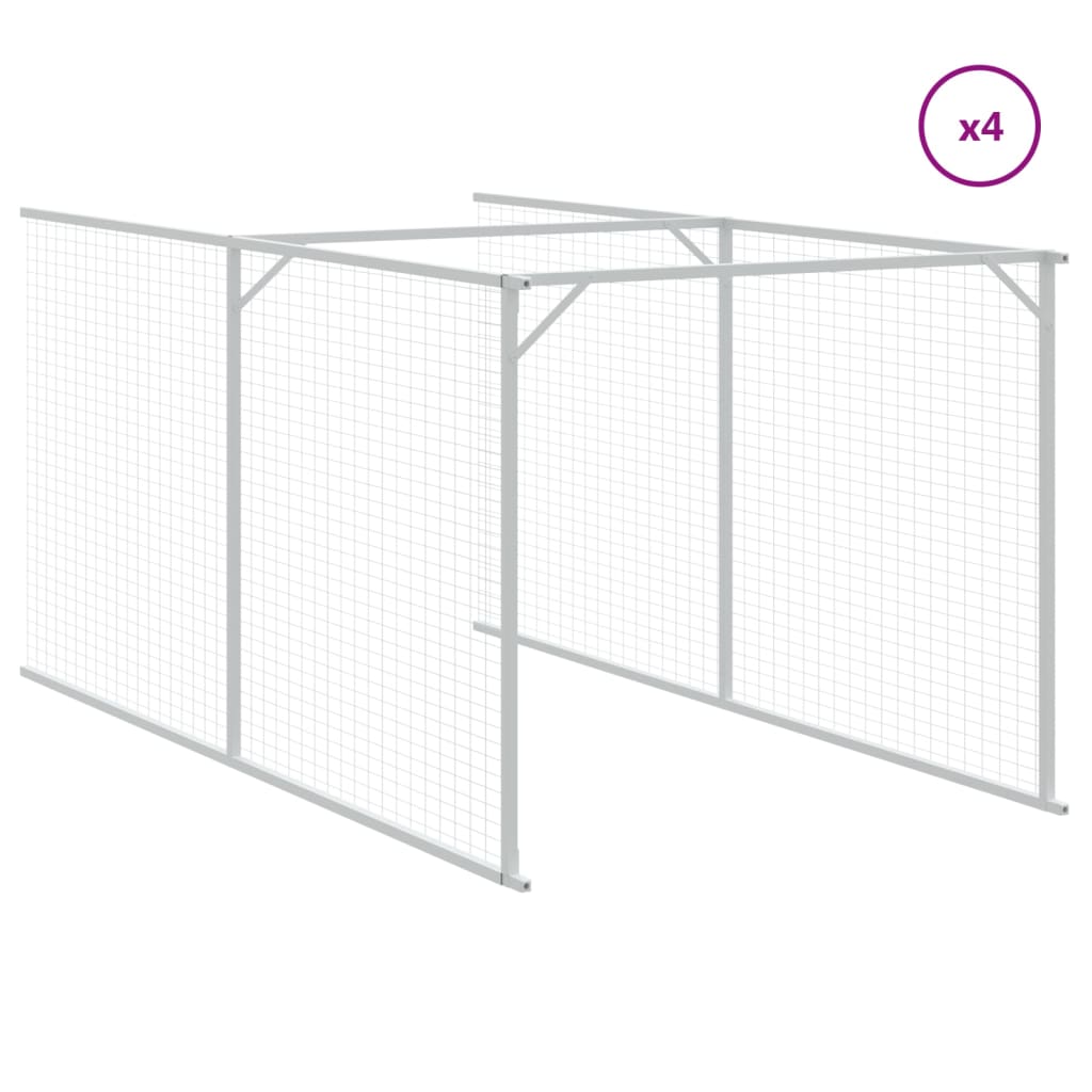 hundehus med tag 117x1017x123 cm galvaniseret stål lysegrå