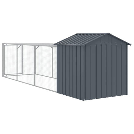 hønsehus med løbegård 117x405x123 cm galvaniseret stål antracit
