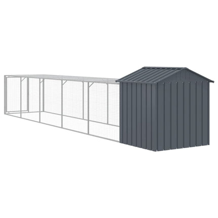 hønsehus med løbegård 117x609x123 cm galvaniseret stål antracit