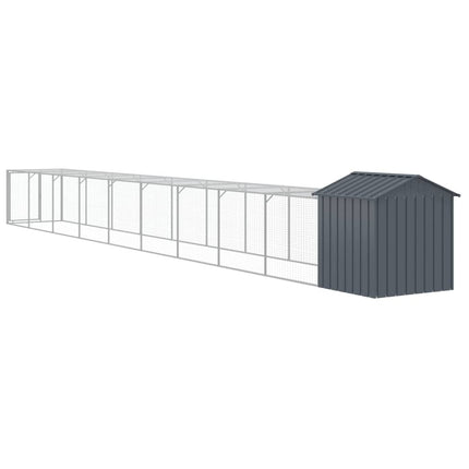 hønsehus m. løbegård 117x1017x123 cm galvaniseret stål antracit