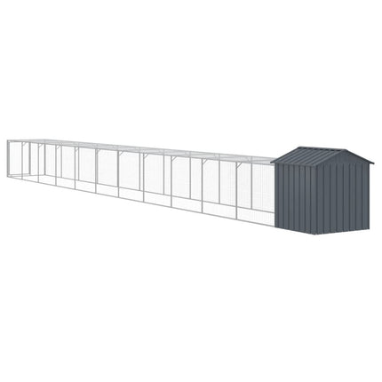 hønsehus m. løbegård 117x1221x123 cm galvaniseret stål antracit
