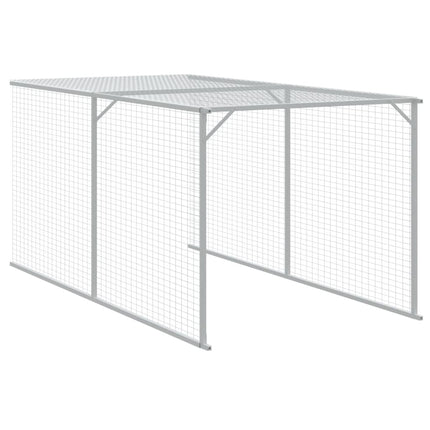 hønsehus med løbegård 117x405x123 cm galvaniseret stål lysegrå
