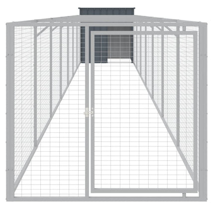 hundehus med løbegård 110x813x110 cm galvaniseret stål antracit