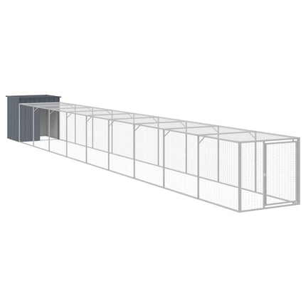 hønsehus m. løbegård 110x1017x110 cm galvaniseret stål antracit