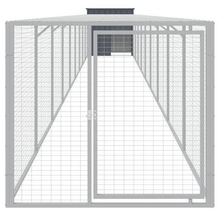 hønsehus m. løbegård 110x1017x110 cm galvaniseret stål antracit