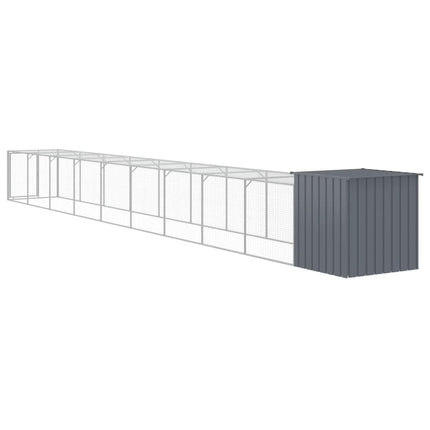 hønsehus m. løbegård 110x1017x110 cm galvaniseret stål antracit