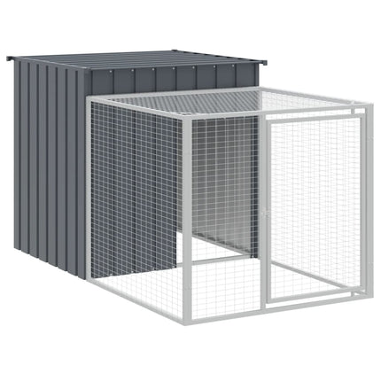 hønsehus m. løbegård 110x1017x110 cm galvaniseret stål antracit