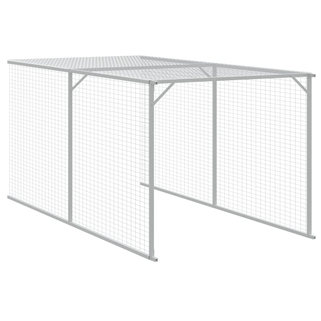 hønsehus med løbegård 110x609x110 cm galvaniseret stål lysegrå