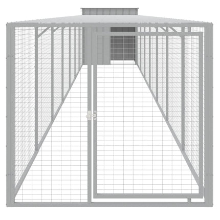hønsehus med løbegård 110x813x110 cm galvaniseret stål lysegrå